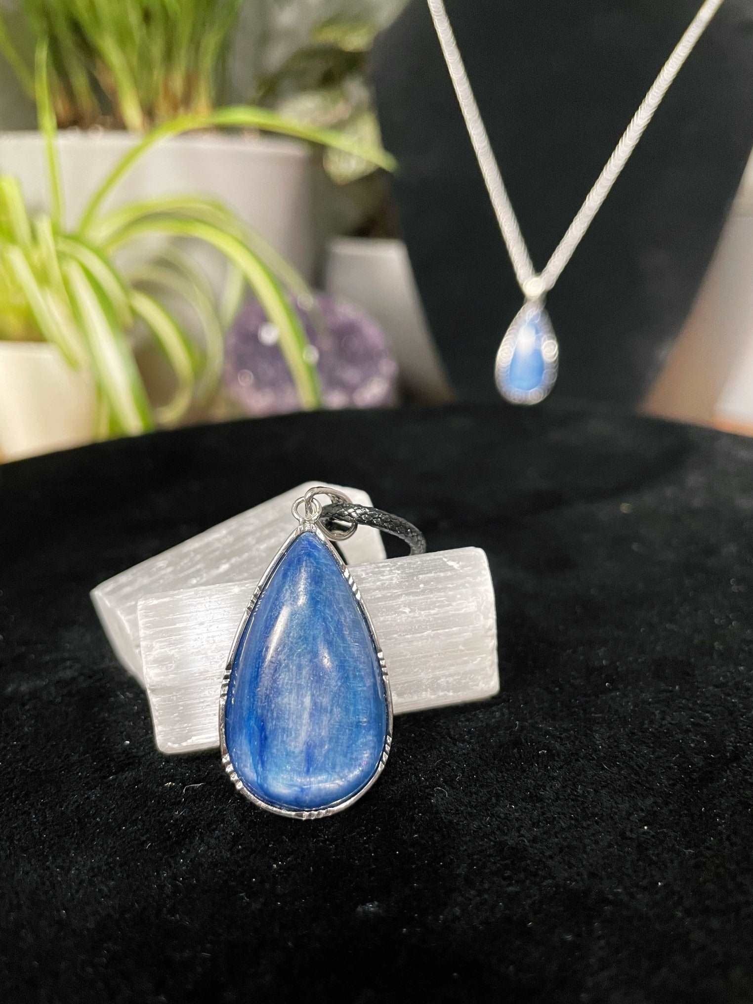 Blue Kyanite Teardrop .925 Sterling Silver Necklace - The Wandering Fox Emporium, Your Crystal Store