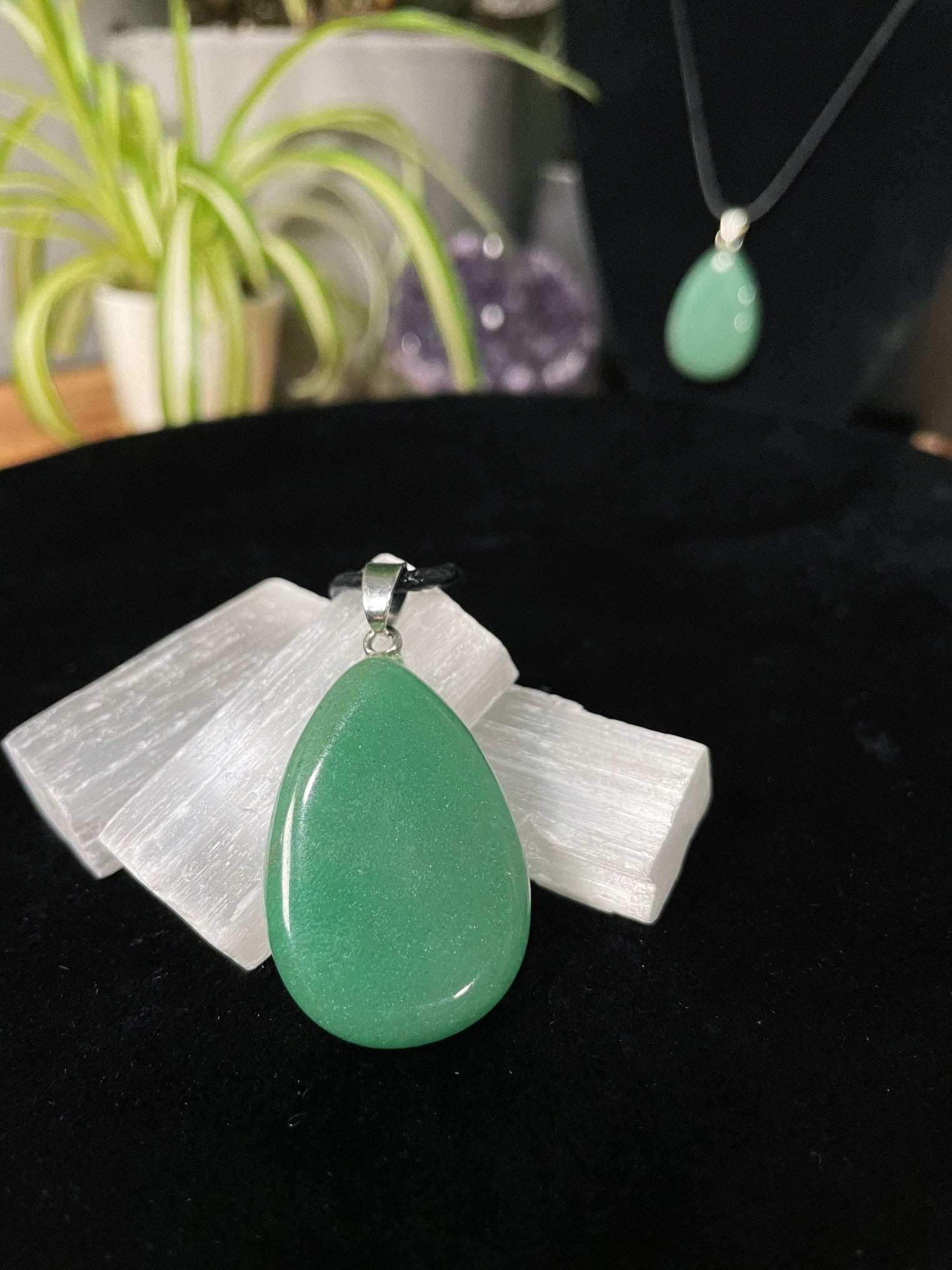 Green Aventurine Teardrop Pendant Necklace crystal