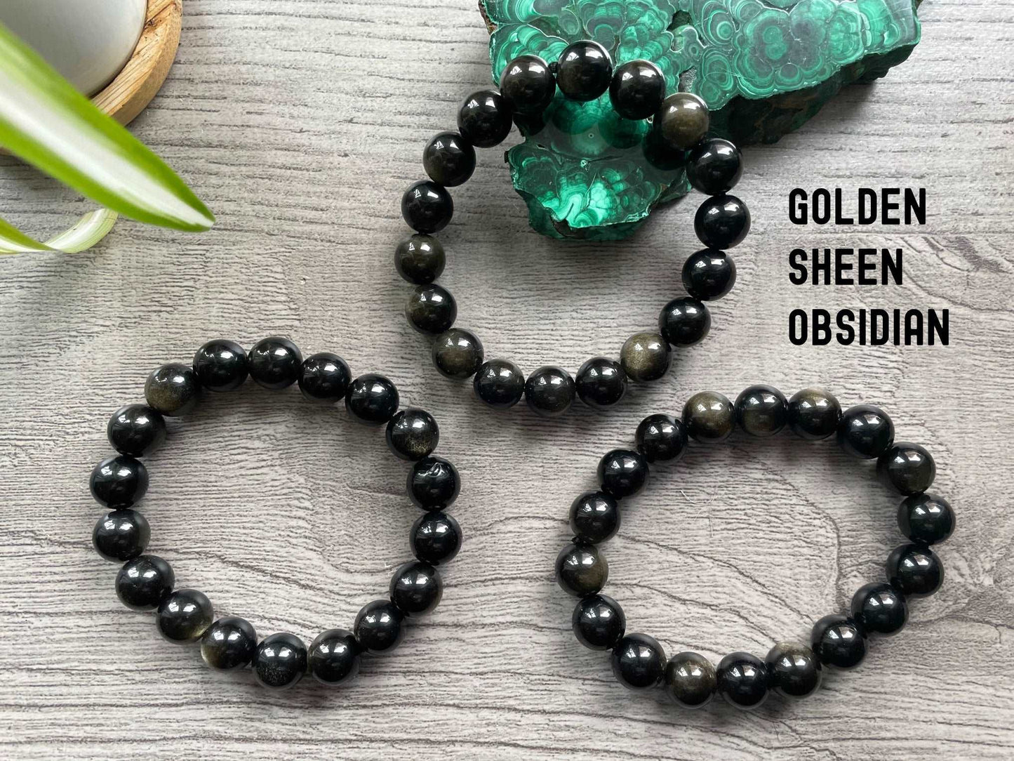 Golden Sheen Obsidian Bracelet 10mm - The Wandering Fox Emporium, Your Crystal Store