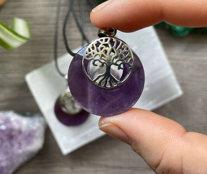 Amethyst Crystal Tree Of Life Necklace