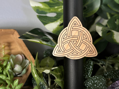 Celtic Triquetra Wood Magnet close up