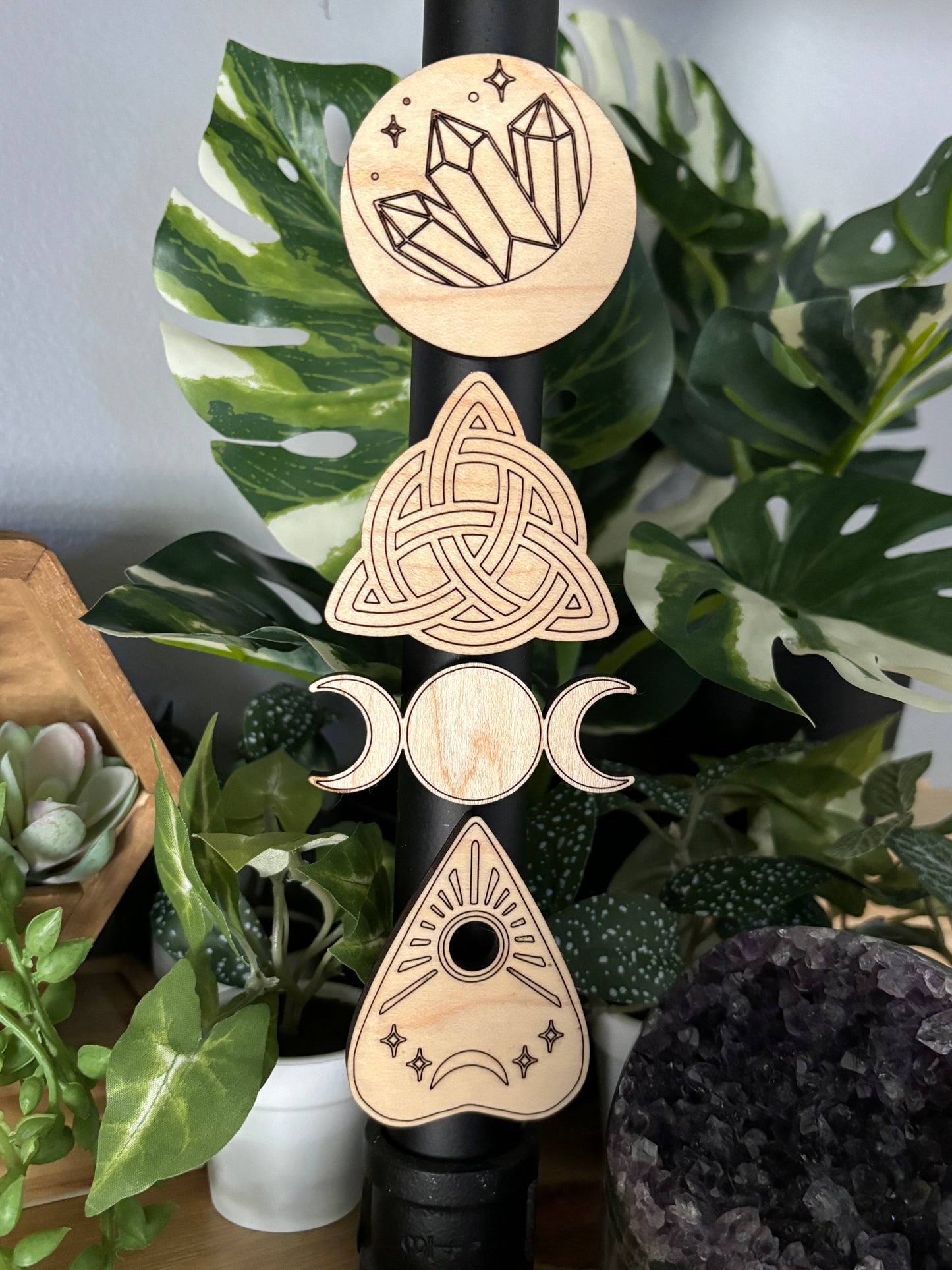 Crystals & Moon Wood Magnet selection