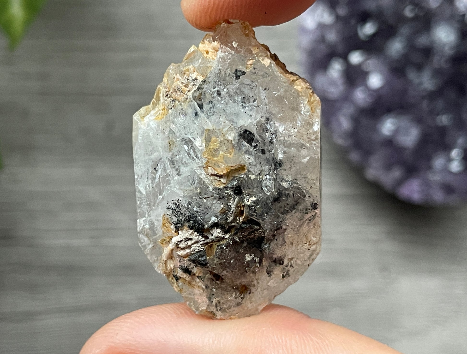 Herkimer Diamond Crystal with Anthraxolite & Mica Inclusions (#13)