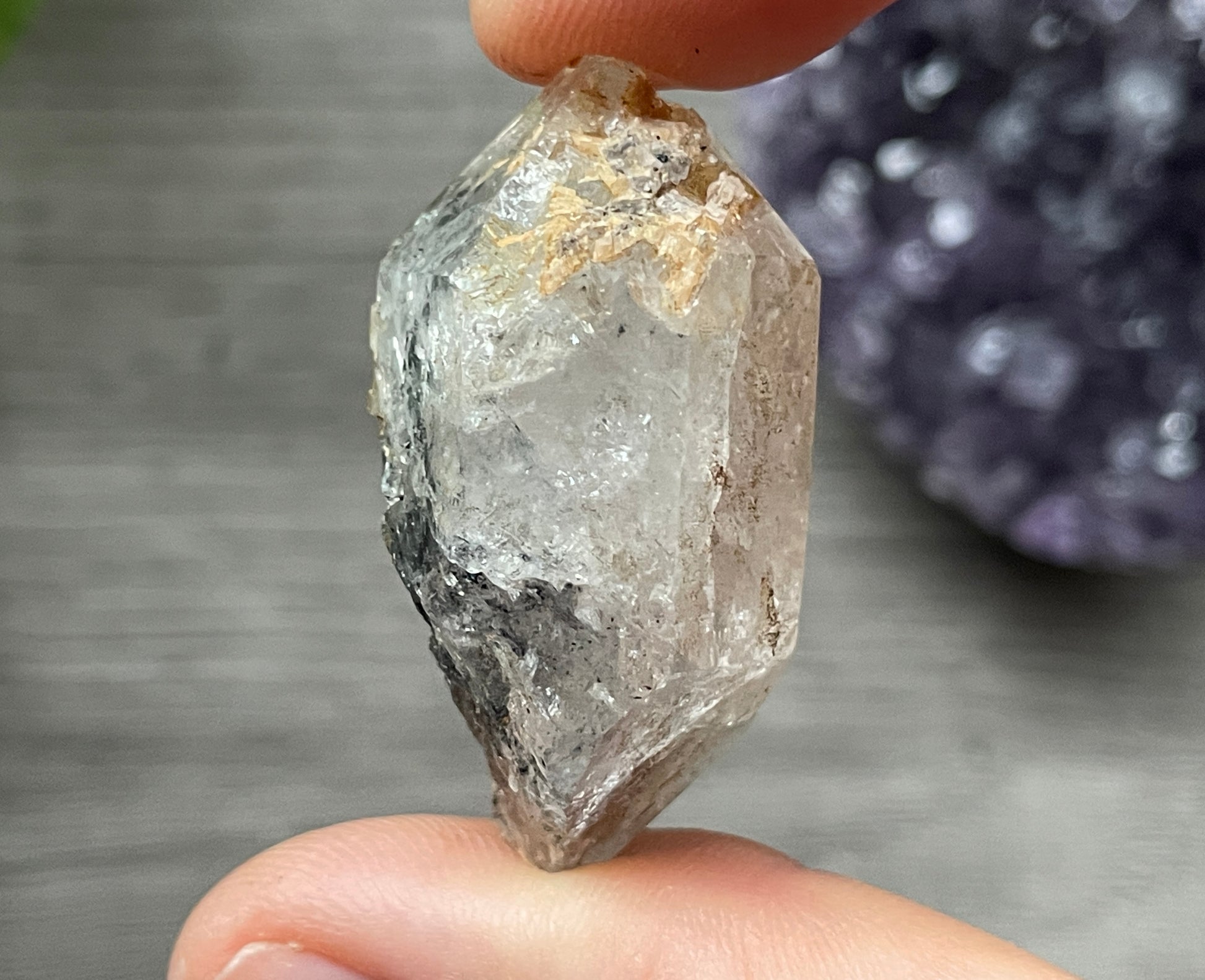 Herkimer Diamond Crystal with Anthraxolite & Mica Inclusions (#13) 5