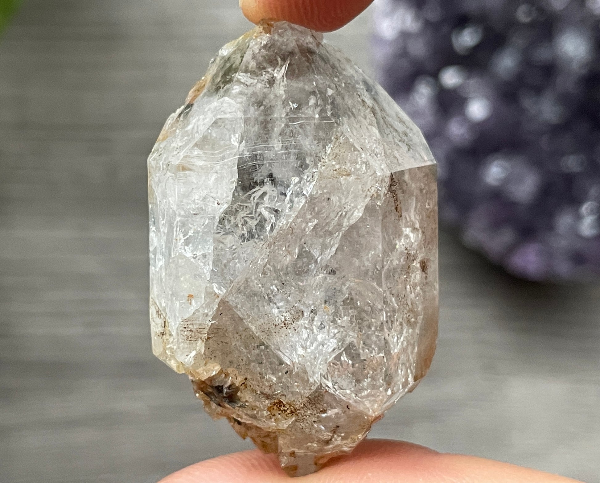 Herkimer Diamond Crystal with Anthraxolite & Mica Inclusions (#13) 4