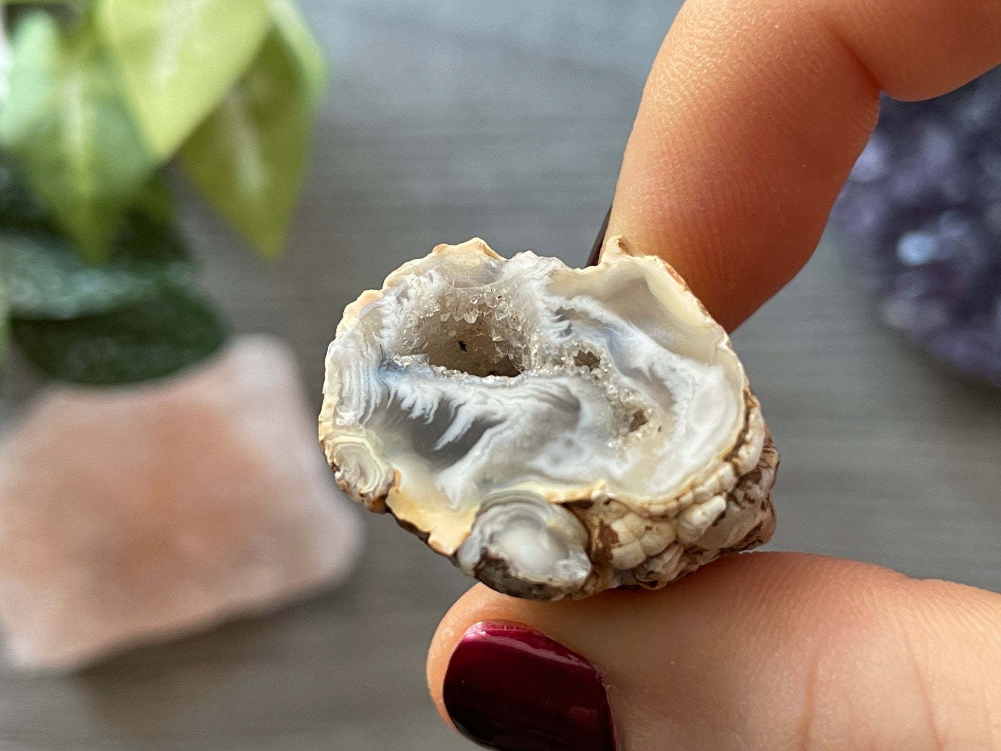 Natural Mini Oco Geode Crystal - Y close up