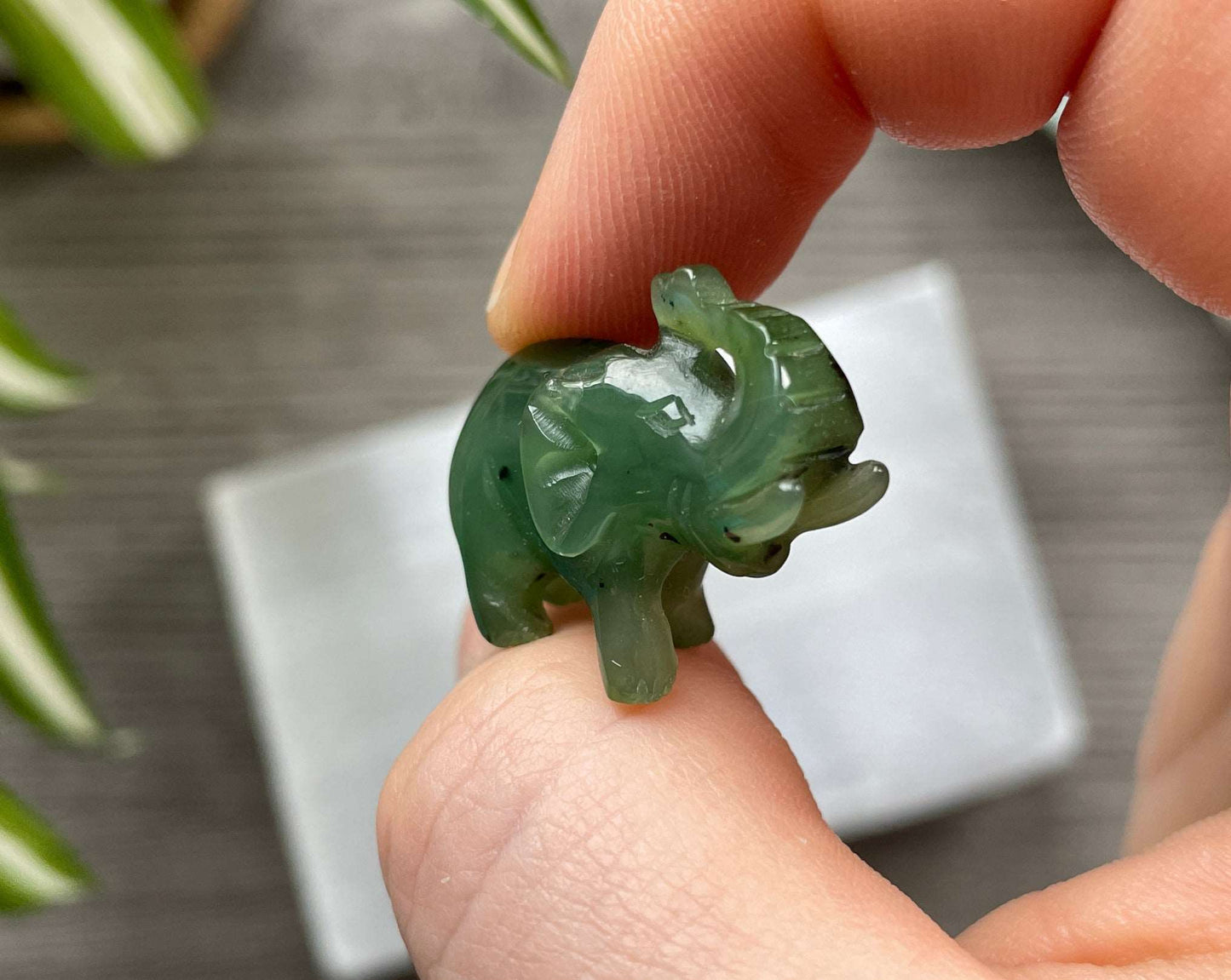 Genuine Canadian Jade Mini Elephant Crystal Carving, side