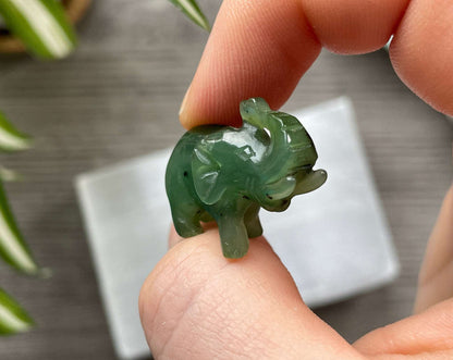 Genuine Canadian Jade Mini Elephant Crystal Carving, side