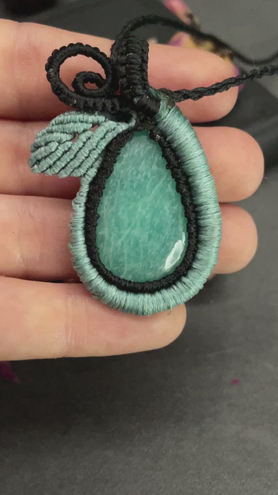 Amazonite Cyan Macramé Necklace (Twisted Nightshade Jewellery) - The Wandering Fox Emporium, Your Crystal Store video