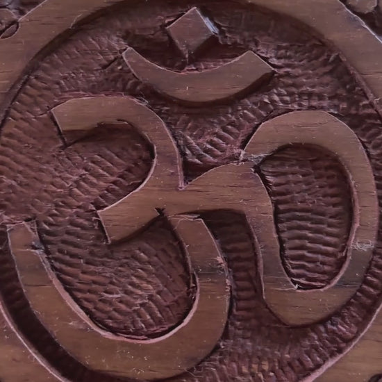 OM Symbol Carved Wooden Box video