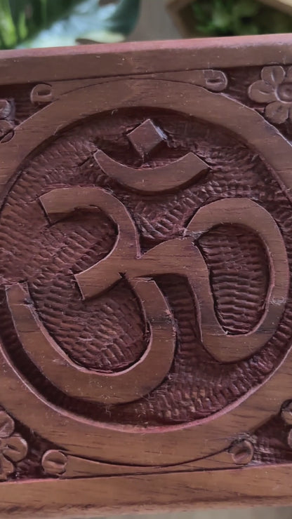 OM Symbol Carved Wooden Box video