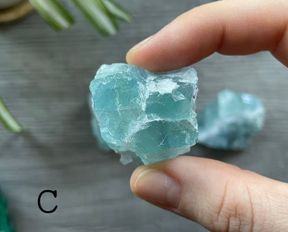 Ice Blue Fluorite Crystal Chunk c 2