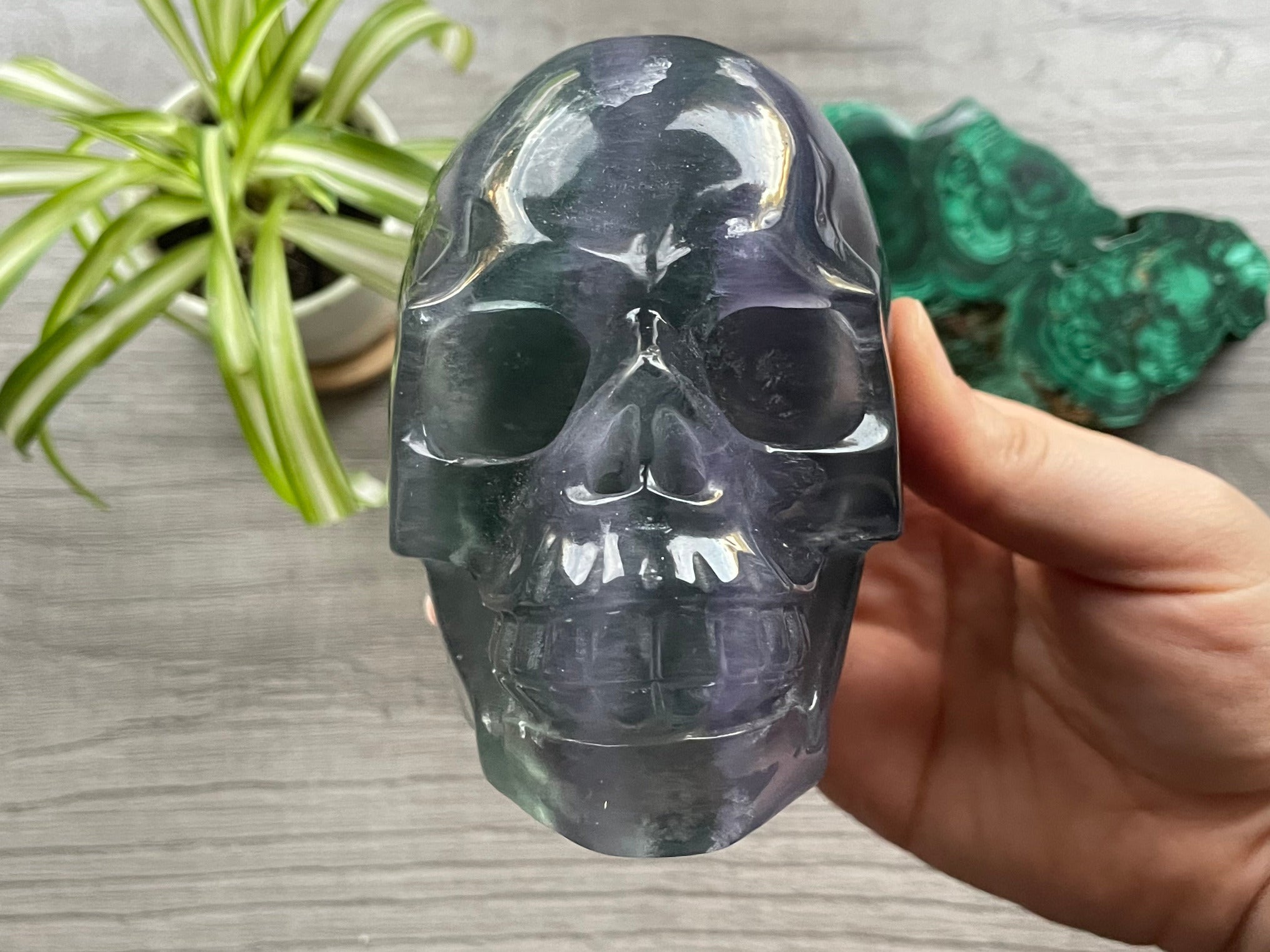 Green popular Fluorite Crystal Skull