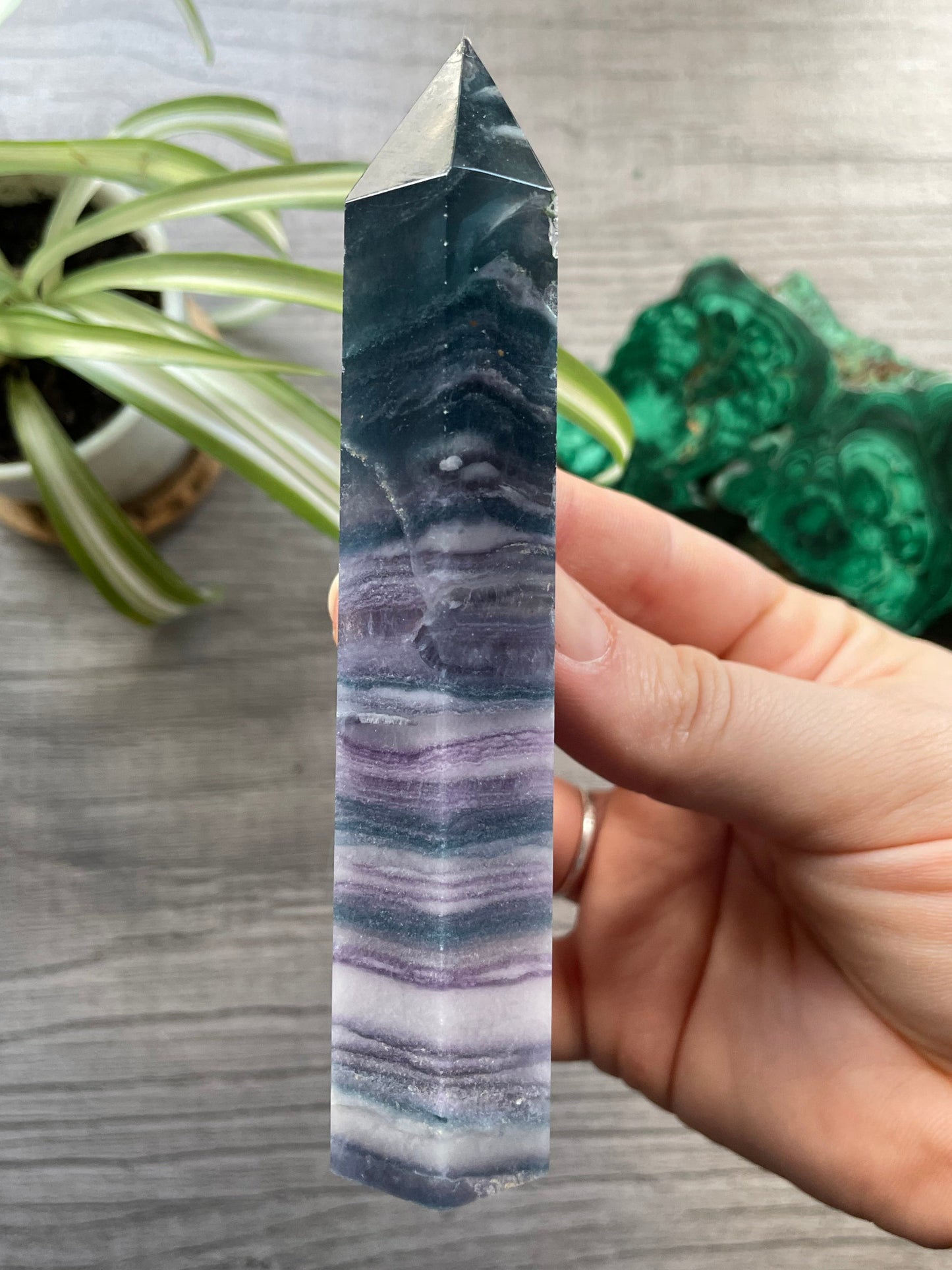 Silky Fluorite Small Crystal Tower side 2