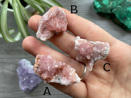 Pink Amethyst Geode Crystal Cluster Mini Pieces front
