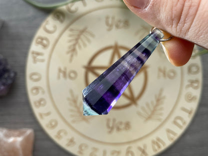 Rainbow Fluorite 8-Sided Crystal Pendulum (D) front