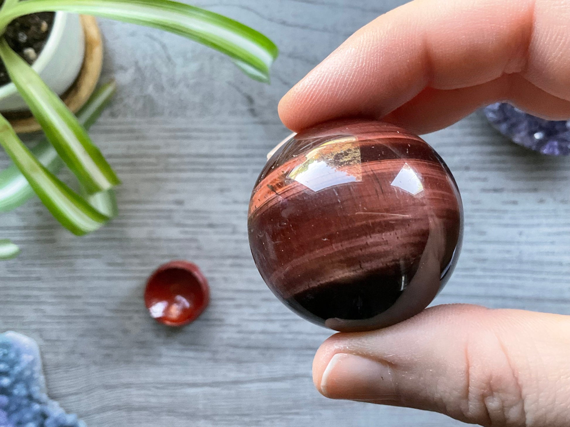 Red Tiger's Eye Crystal Sphere 37mm (A)