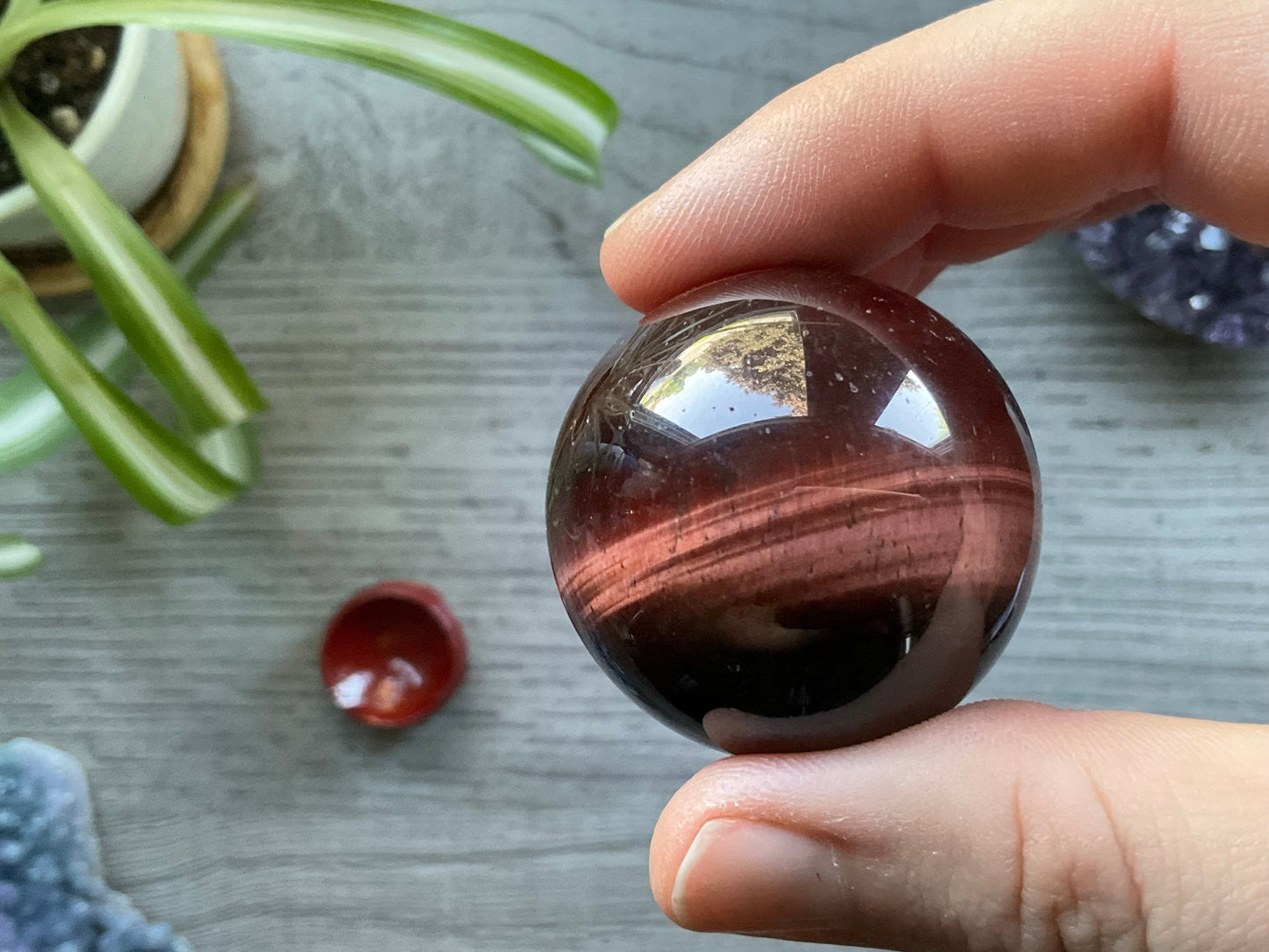 Red Tiger's Eye Crystal Sphere 37mm (A) side