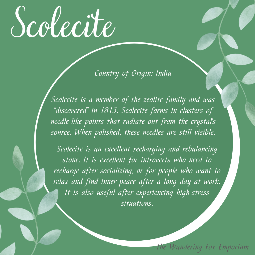 Scolecite Crystal Obelisk (C) meaning
