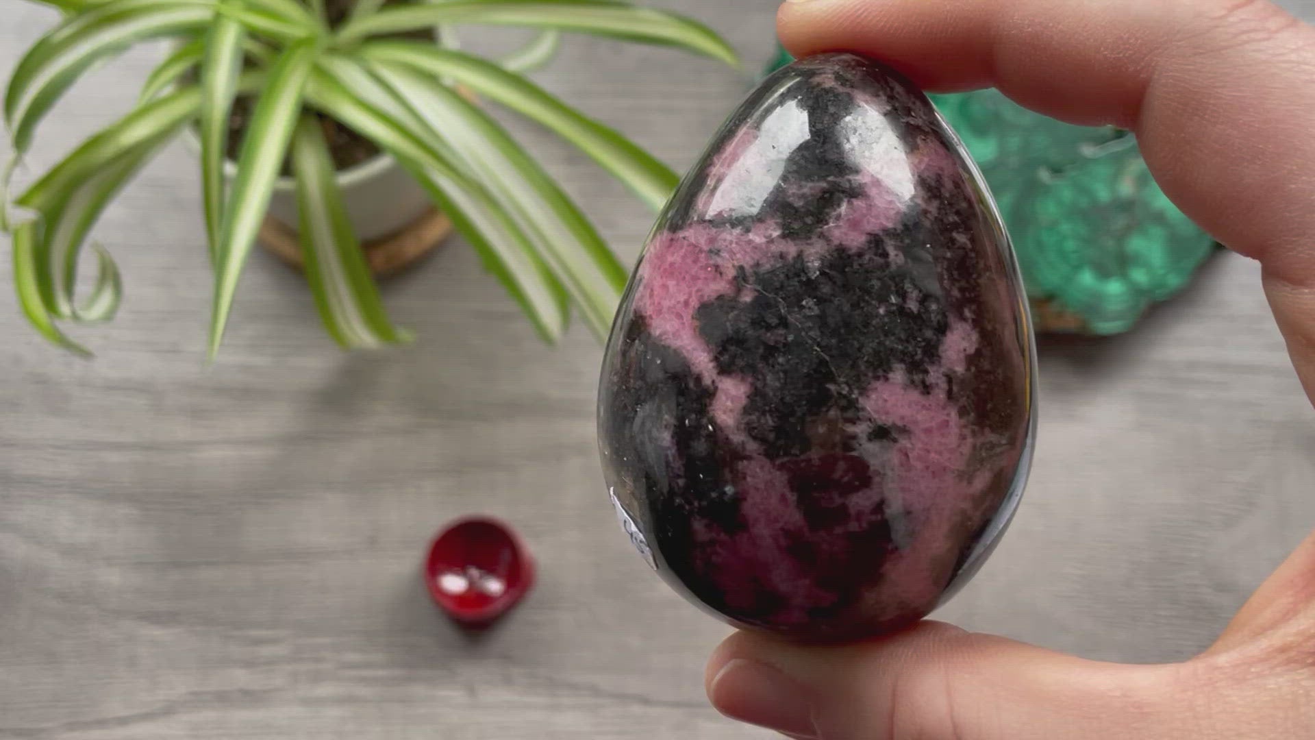 Rhodonite Crystal Egg (C) - The Wandering Fox Emporium, Your Crystal Store video